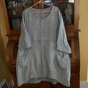 Gray Oversized Tunic with Pockets